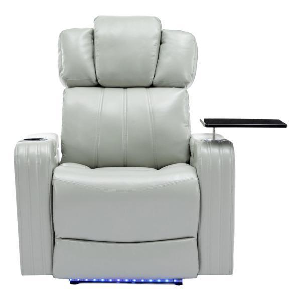 Paladin Power Recliner - Cooling Cup Holder - Bluetooth Speaker - LED Lights - USB Ports - Tray Table - Arm Storage - Grey 