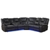 Alatreon 102" Sectional Sofa Recliner with Center Console - Black Polyurethane Leather