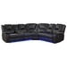 Alatreon 102" Sectional Sofa Recliner with Center Console - Black Polyurethane Leather - CAB4992