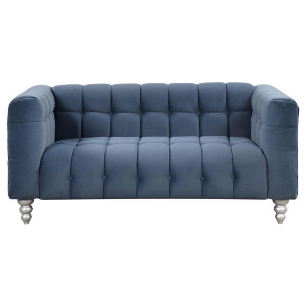 Nyranda 63" Modern Loveseat - Dutch Fluff Upholstered - Blue 