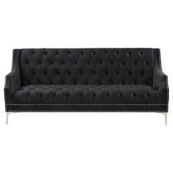 Selanth 78" Modern Sofa - Dutch Plush Upholstered Sofa with Metal Legs - Black 