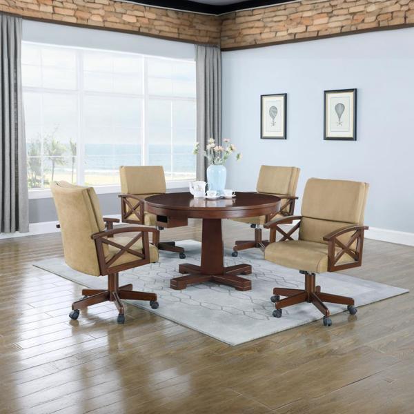 Marietta 48"W x 48"L 5-Piece -1 and Game Table Set - Tobacco 