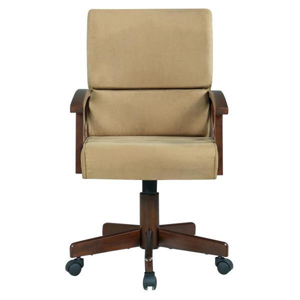 Marietta Upholstered Swivel Dining and Game Chair - Tobacco Brown Fabric - Tobacco Finish Base 