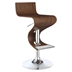 Covina Adjustable Bar Stool with Walnut Wood Finish Seat and Chrome Base