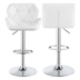 Berrington Upholstered Adjustable Bar Stool White - Chrome Finish Base - Set of 2