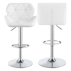 Berrington Upholstered Adjustable Bar Stool White - Chrome Finish Base - Set of 2 