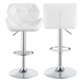 Berrington Upholstered Adjustable Bar Stool White - Chrome Finish Base - Set of 2 - COA1065