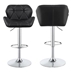 Berrington Upholstered Adjustable Bar Stool Black - Chrome Finish Base - Set of 2