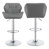 Berrington Upholstered Adjustable Bar Stool Grey - Chrome Finish Base - Set of 2