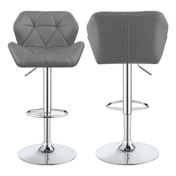 Berrington Upholstered Adjustable Bar Stool Grey - Chrome Finish Base - Set of 2 