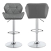 Berrington Upholstered Adjustable Bar Stool Grey - Chrome Finish Base - Set of 2 - COA1067