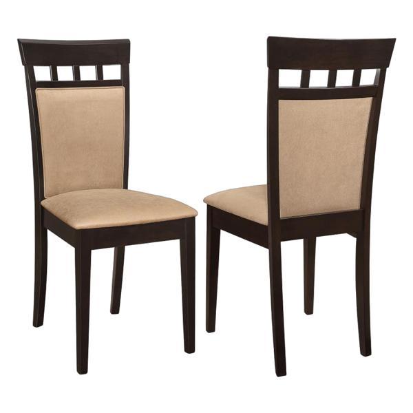 Gabriel Closed Back Dining Side Chair with Cappuccino Finish Frame and Beige Fabric - Set of 2 