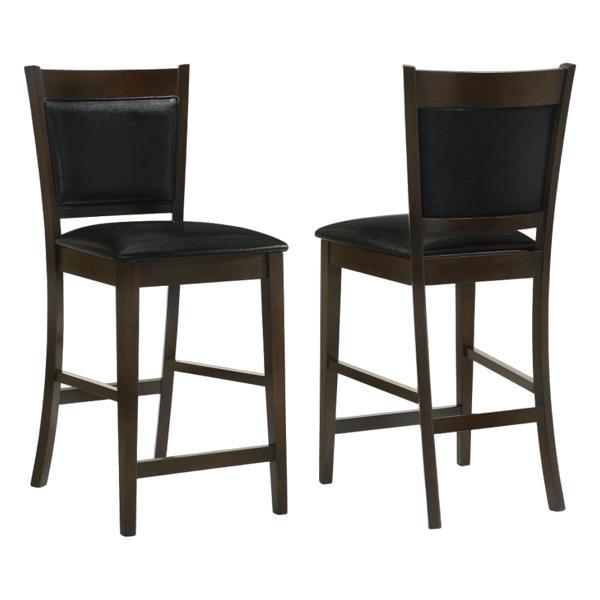 Jaden Upholstered Counter Chair Espresso - Black Leatherette - Set of 2 