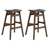 Finnick Cushioned Backless Bar Stool with Walnut Frame and Dark Grey Leatherette Upholstery - Walnut Finish Frame - Set of 2