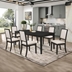 Louise 60"W x 40"L 7-Piece Rectangular Extension Leaf Dining Set - Black - Cream Upholstery