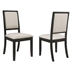 Louise Upholstered Wood Dining Side Chair - Creme Chemile Fabric - Distressed Black Finish Frame - Set of 2