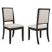 Louise Upholstered Wood Dining Side Chair - Creme Chemile Fabric - Distressed Black Finish Frame - Set of 2 - COA1116