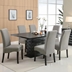 Stanton 65"W x 42"L 7-Piece Rectangular Dining Table Set - Grey Fabric - Black Finish Legs