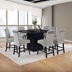 Stanton 53"W x 53"L 5-Piece Square Counter Height Dining Table Set - Grey Fabric - Black Finish Frame