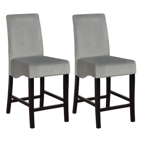 Stanton Counter Chair with Grey Velvet Upholstery and Black Finish Legs - Set of 2 