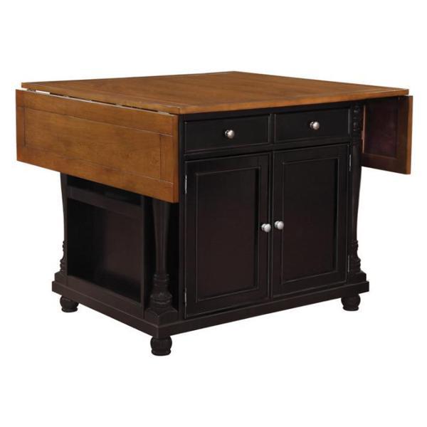 Slater 42"L 2-Drawer Drop Leaf Kitchen Island Table - Black 