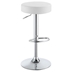 Ramses Adjustable Backless Bar Stool - White Leatherette - Chrome Finish Pole and Base