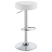 Ramses Adjustable Backless Bar Stool - White Leatherette - Chrome Finish Pole and Base - COA1140