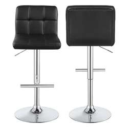 Lenny Upholstered Adjustable Bar Stool Black - Set of 2 