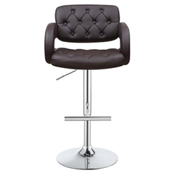 Brandi Adjustable Bar Stool - Brown Upholstery - Chrome Stand and Base 