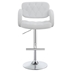 Brandi Adjustable Bar Stool - White Upholstery - Chrome Finish Leg and Base