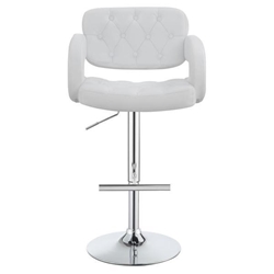 Brandi Adjustable Bar Stool - White Upholstery - Chrome Finish Leg and Base 