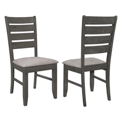 Dalila Wood Dining Side Chair Dark Grey Fabric - Dark Grey Finish Frame - Set of 2 