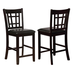 Lavon Wood Counter Chair with Espresso Finish Legs and Black Leatherette Upholstery - Set of 2 