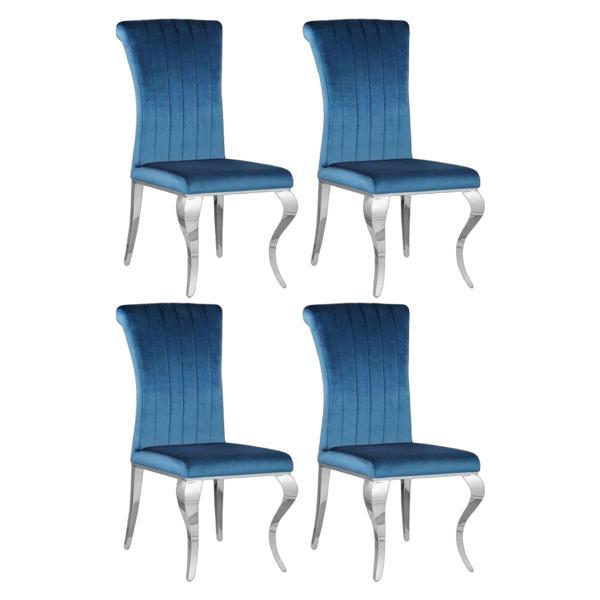 Betty Velvet Upholstered Dining Side Chair - Blue - Set of 4 