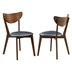 Malone Wood Dining Side Chair with Dark Walnut Finish Legs and Black Leatherette Upholstery - Set of 2