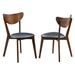 Malone Wood Dining Side Chair with Dark Walnut Finish Legs and Black Leatherette Upholstery - Set of 2 - COA1206