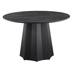 Camden 47" Round Faux Marble Top Dining Table - Black 