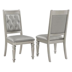 Bling Game Dining Side Chair with Metallic Platinum Finish Frame - Metallic Leatherette - Set of 2 