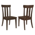 Reynolds Slat Back Dining Side Chair with Solid Asian Hardwood Frame - Wire Brushed Brown Oak Finish Frame - Set of 2