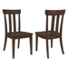 Reynolds Slat Back Dining Side Chair with Solid Asian Hardwood Frame - Wire Brushed Brown Oak Finish Frame - Set of 2 - COA1286