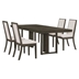 Kelly 86"W x 43"L 5-Piece Rectangular Dining Table Set - Dark Grey - Beige Fabric