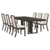 Kelly 86"W x 43"L 7-Piece Rectangular Dining Table Set - Dark Grey - Beige Fabric