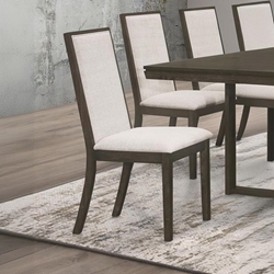 Kelly Upholstered Dining Side Chair - Beige Fabric - Dark Grey Finish Frame - Set of 2 