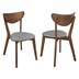 Alfredo Dining Side Chair with Natural Walnut Frame and Grey Fabric - Set of 2