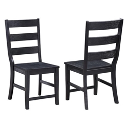 Newport Ladder Back Wood Dining Side Chair - Black - Set of 2 