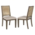 Matisse Woven Rattan Back Dining Side Chair Brown - Light Brown Finish Frame - Set of 2