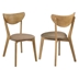 Elowen Wood Dining Side Chair with Light Walnut Finish Frame and Light Brown Fabric - Set of 2