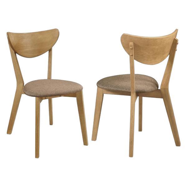 Elowen Wood Dining Side Chair with Light Walnut Finish Frame and Light Brown Fabric - Set of 2 