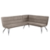 Dodson Fabric Upholstered - Shaped Nook Dining Bench - Taupe - Black Finish Legs