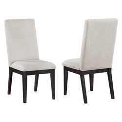 Hathaway Upholstered Dining Side Chair Cream - Dark Brown Finish Frame - Set of 2 